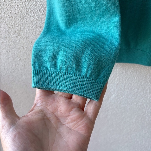 Talbots Petites M Button Up Cardigan Turquoise Cashmere Blend School Teacher - Picture 6 of 10